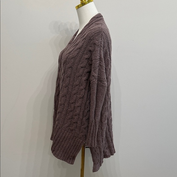 Free People Size XS Easy Cable Brown V-Neck Sweater - Picture 7 of 14